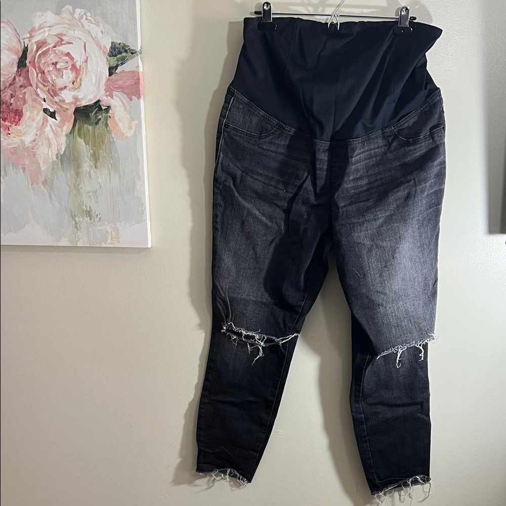 Isabel Maternity by Ingrid & Isabel Black Distressed Jeggings